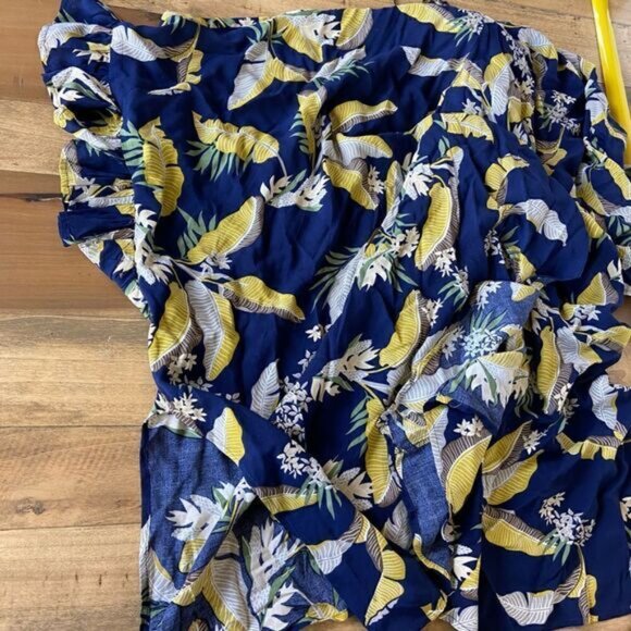 FSL+ Blue & Yellow Flowy Kimono Cover - size S/M - Picture 1 of 5